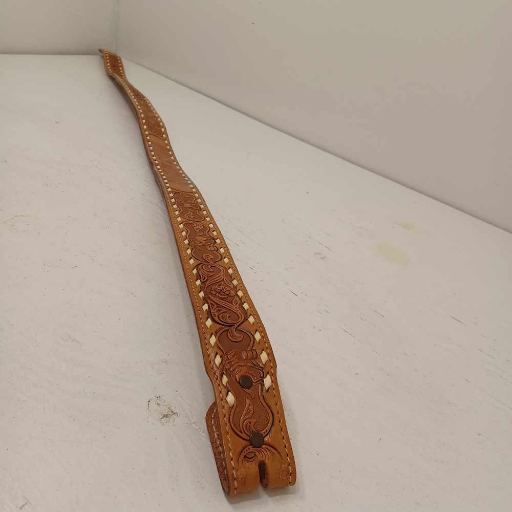 Vintage leather carved belt 1978 Textan KEN